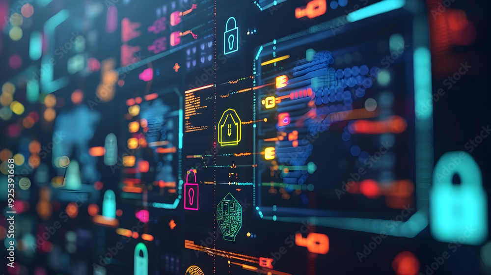 Cyber Security Data Interface - 3D Illustration Cyber Security Data Interface - 3D Illustration