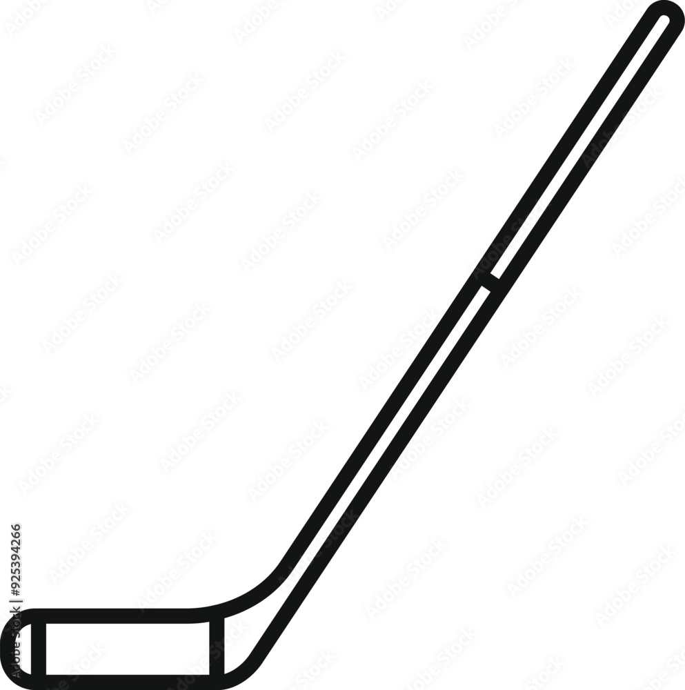 Simple line art icon of a hockey stick, perfect for representing the sport of hockey Simple line art icon of a hockey stick, perfect for representing the sport of hockey