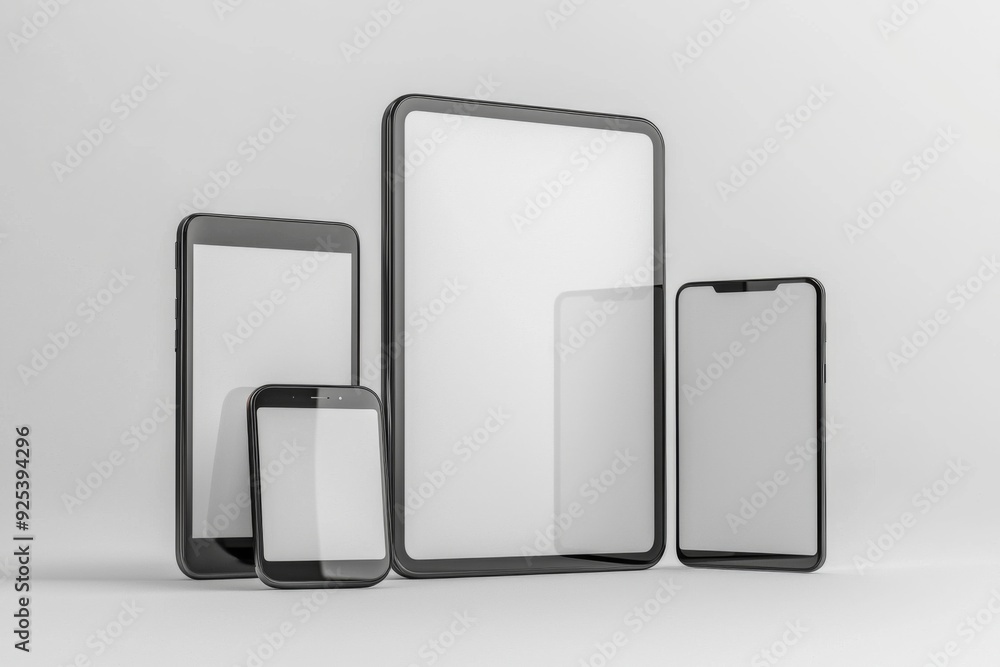 Multiple responsive screen and mobile devices mockup created with Generative AI Multiple responsive screen and mobile devices mockup created with Generative AI