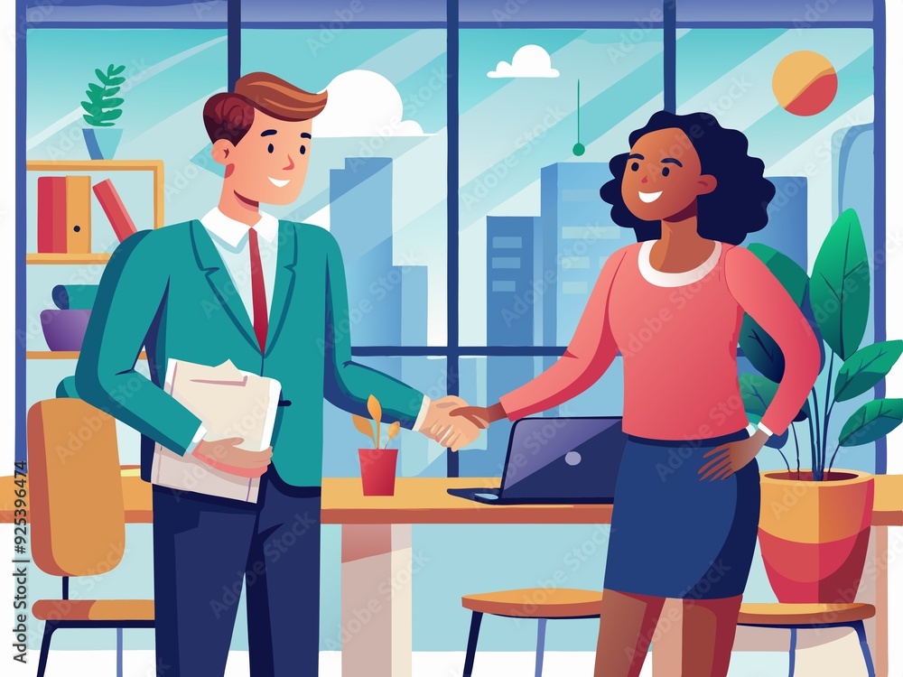 Fototapeta premium Professional Business Handshake Vector Illustration for Corporate Success