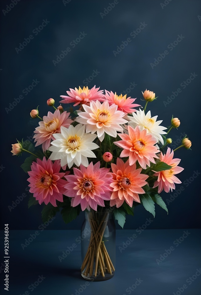 custom made wallpaper toronto digitalColorful dahlia flowers blooming against a dark blue background
