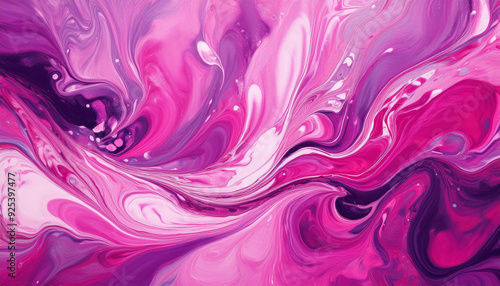 Abstract creative art with pink liquid flow. Modern contemporary artwork. Fluid acrylic painting.