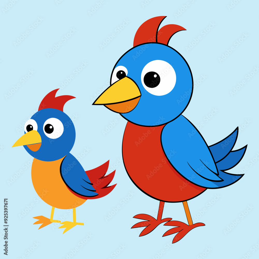 Naklejka premium Two birds small illustration art vector