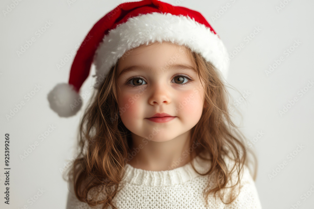 A young child with gentle eyes wears a Santa hat, looking directly at the camera with a soft smile. The simple, neutral background makes the festive red hat the focal point. A young child with gentle eyes wears a Santa hat, looking directly at the camera with a soft smile. The simple, neutral background makes the festive red hat the focal point.