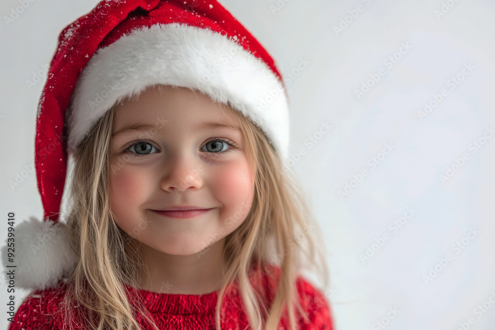 A young child with gentle eyes wears a Santa hat, looking directly at the camera with a soft smile. The simple, neutral background makes the festive red hat the focal point. A young child with gentle eyes wears a Santa hat, looking directly at the camera with a soft smile. The simple, neutral background makes the festive red hat the focal point.