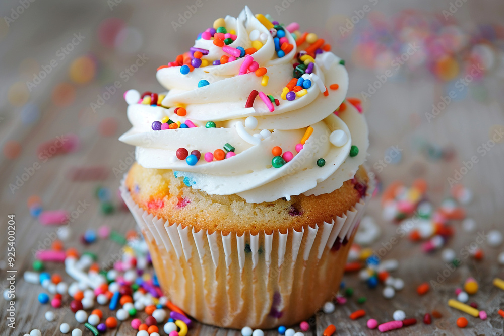 Colorful Sprinkles on a Delicious Cupcake Colorful Sprinkles on a Delicious Cupcake