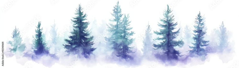 Fototapeta premium Misty Forest Watercolor