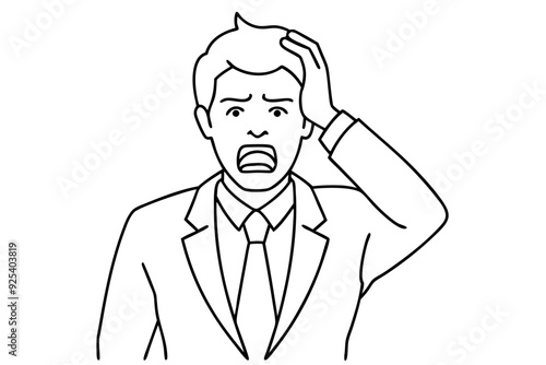 A man so sad and with head art vector illustration