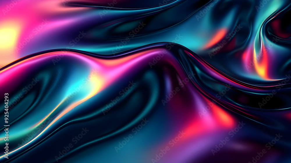 A vibrant, flowing fabric with a glossy texture showcasing shades of blue, pink, and purple. A vibrant, flowing fabric with a glossy texture showcasing shades of blue, pink, and purple.