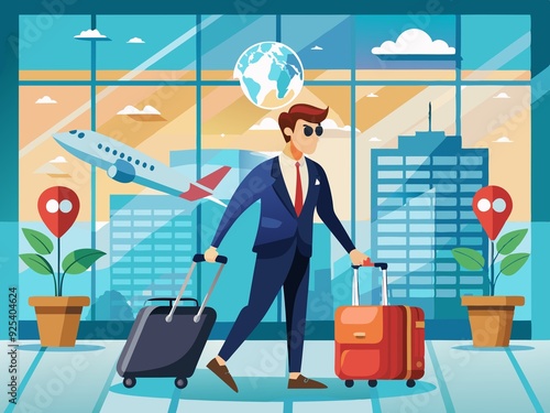 Modern Business Travel Vector Illustration for Corporate Mobility