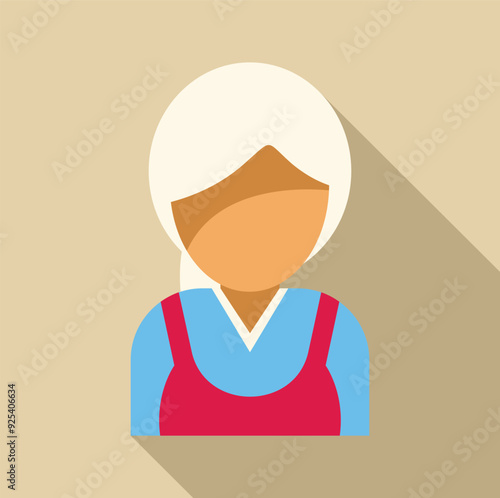 Flat vector illustration of an elderly lady with white hair, maybe a cashier or a shop assistant