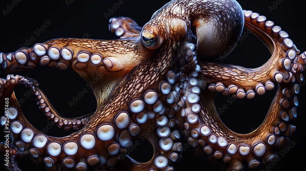 Obraz premium octopus underwater macro portrait on sand