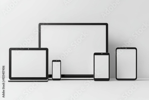 Multiple responsive screen and mobile devices mockup created with Generative AI