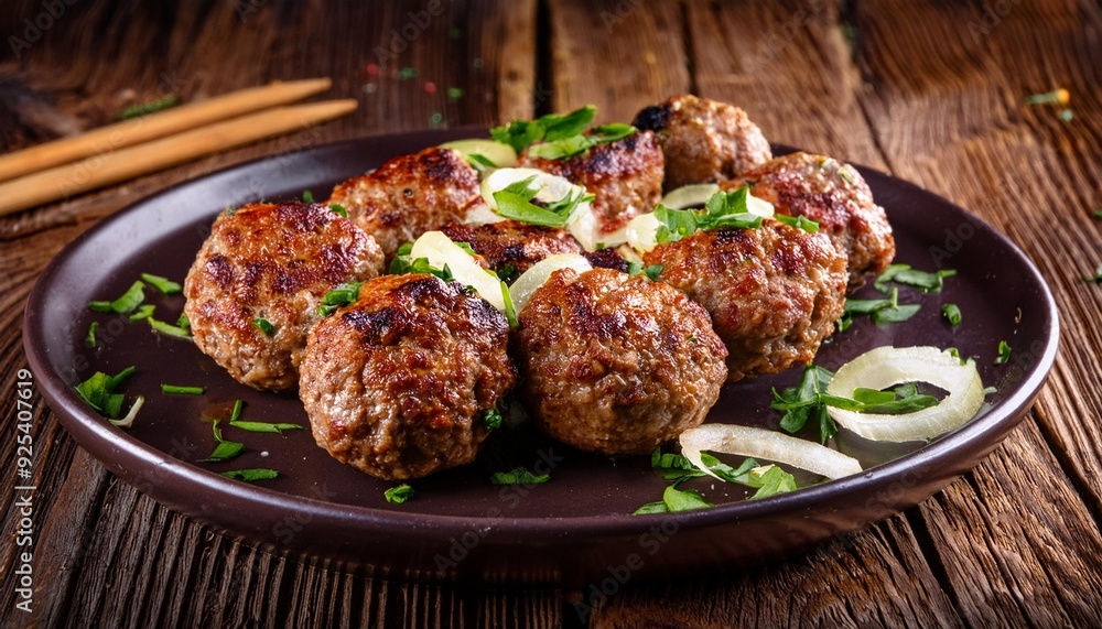 Turkish Köfte Grilled meatballs with onions and herbs Turkish Köfte Grilled meatballs with onions and herbs