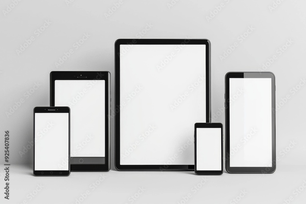 Multiple responsive screen and mobile devices mockup created with Generative AI Multiple responsive screen and mobile devices mockup created with Generative AI
