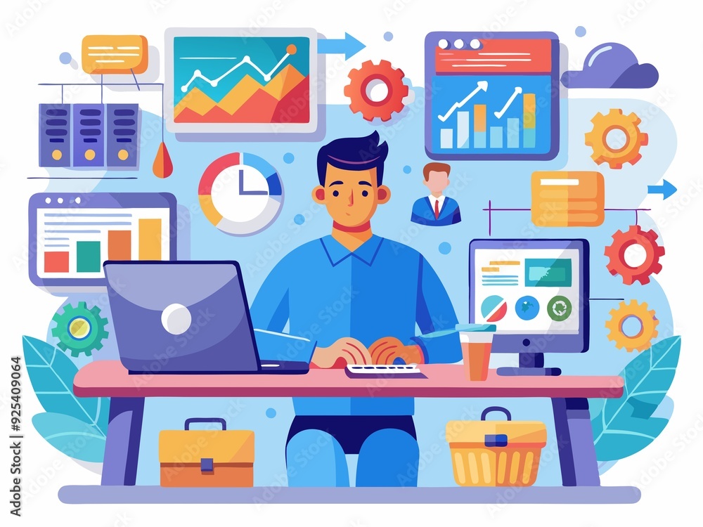 Comprehensive E-commerce Management Vector Illustration for Online Business Success Comprehensive E-commerce Management Vector Illustration for Online Business Success