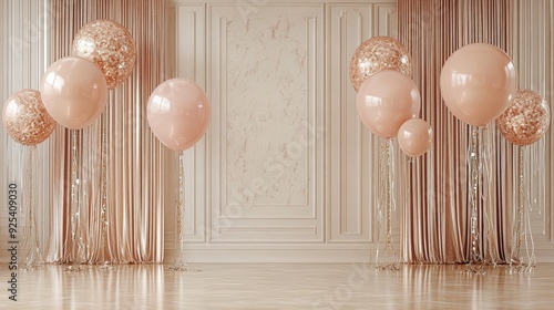 Decorated venue in door witj balloons photo