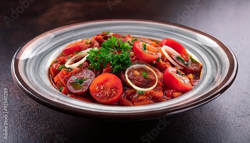 Turkish Food Ezme A spicy starter made from tomatoes, onions, peppers and herbs photo