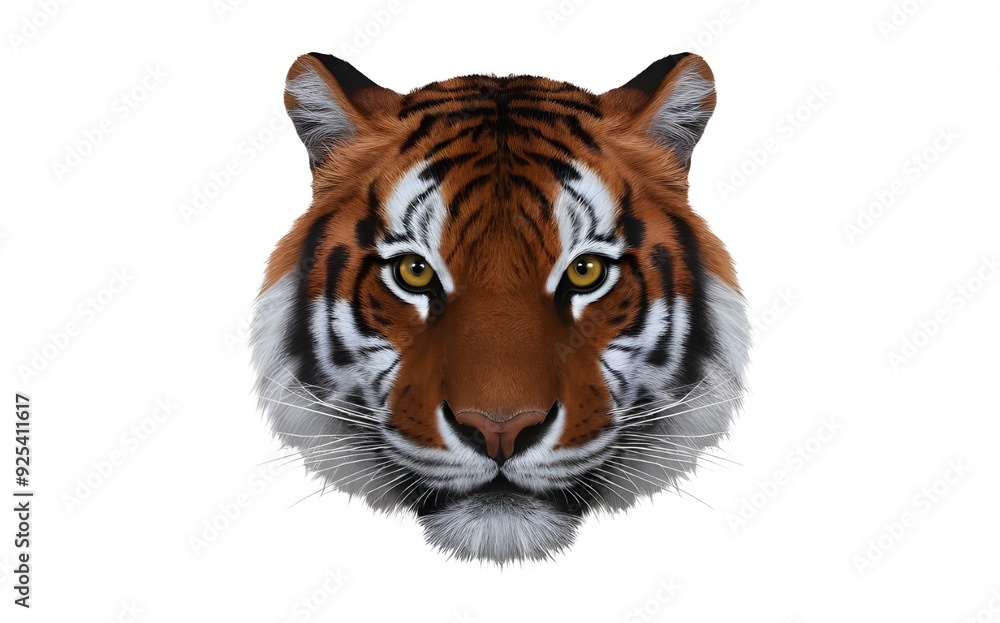 Obraz premium Elegant Tiger Head Silhouette in Black and White Simple Background