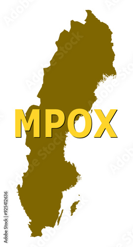 Vector illustration of Sweden country which has cases of MPOX disease, threats of pandemic
