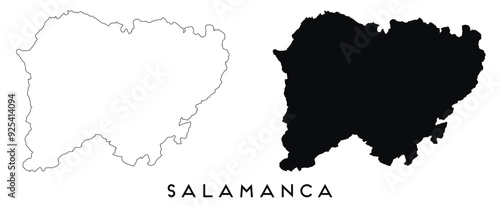 Salamanca map outline and black silhouette vector