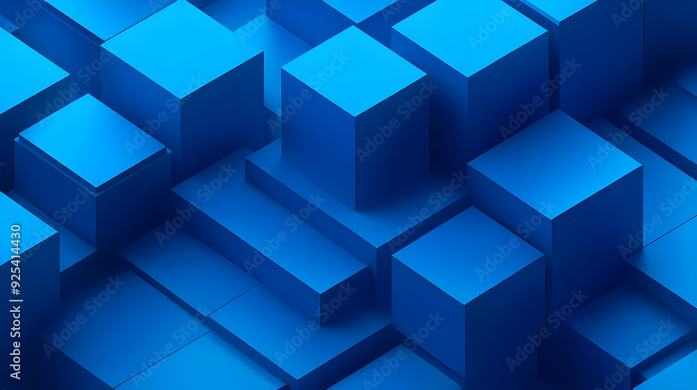 Abstract 3D Blue Geometric Shapes. Abstract 3D Blue Geometric Shapes.