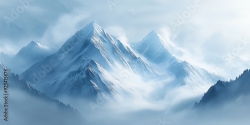 Wallpaper Mural Foggy mountains at noon with a serene, misty atmosphere Torontodigital.ca