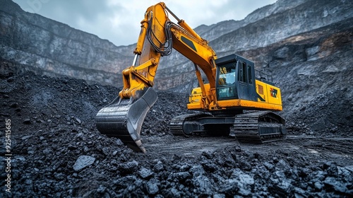 Mining excavator in a coal mine - generative ai