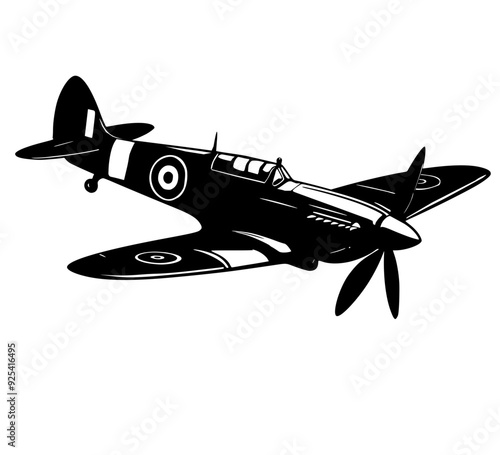 Vintage fighter plane, military air plane 
