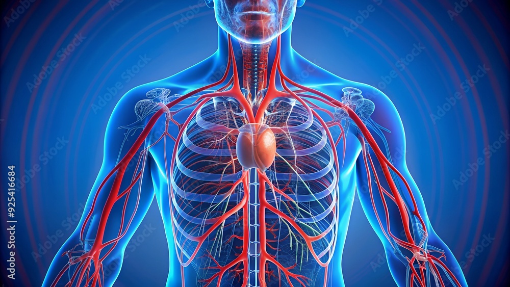 A detailed illustration of the human circulatory system A detailed illustration of the human circulatory system