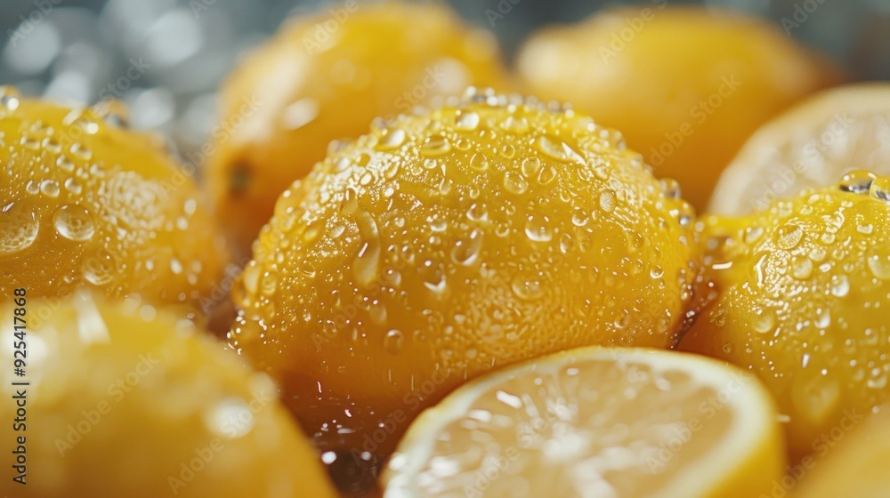 Overhead Shot of Lemons with visible Water Drops. Overhead Shot of Lemons with visible Water Drops.