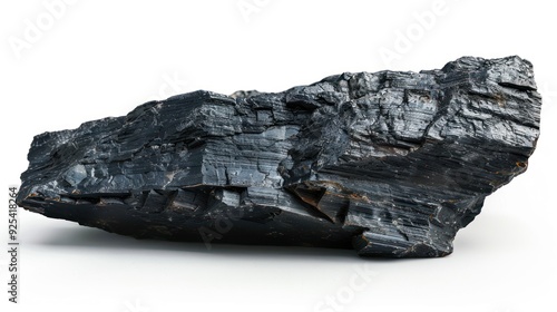 Piece of smoldering coal isolated on white photo