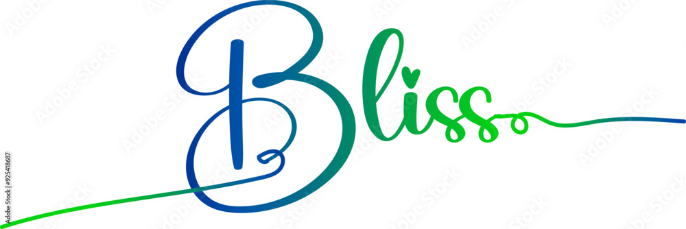 Fototapeta premium Holiday greeting card design template with mid-century modern graphics , BLISS vector text, BLISS gradient