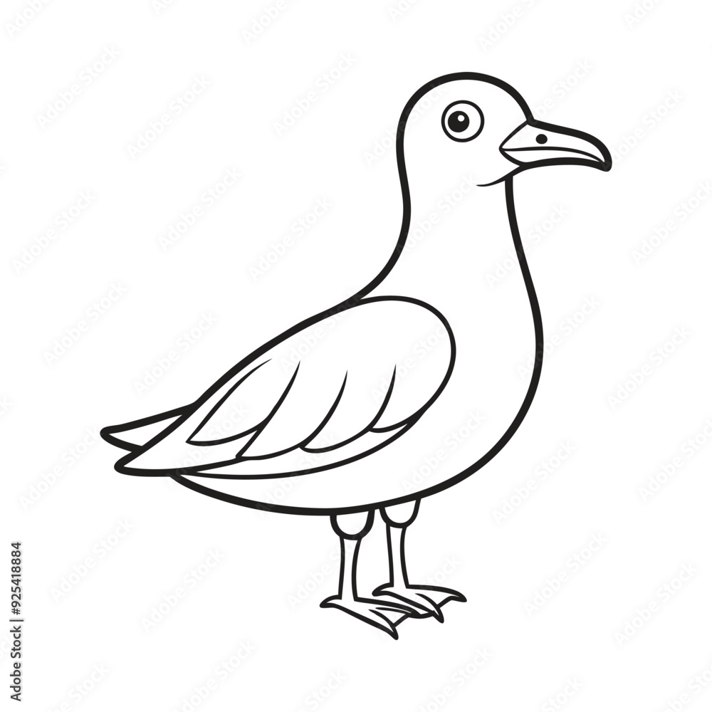 A black and white drawing of a seagull bird 02 A black and white drawing of a seagull bird 02