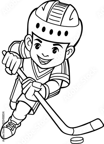 ice hockey kids playing  vector illustration isolated on white background