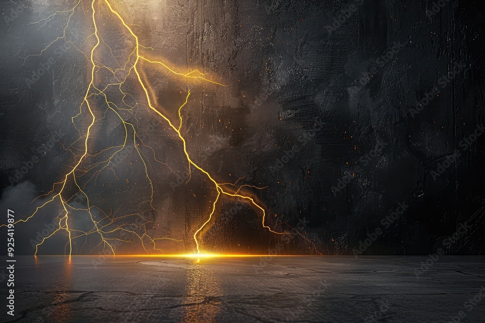 A Free Photo of single lightning bolt striking the ground illuminating ...