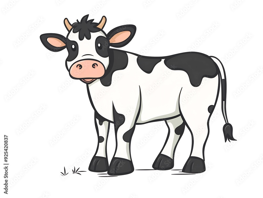 Fototapeta premium Cow clipart simple illustration for kids book. AI generated
