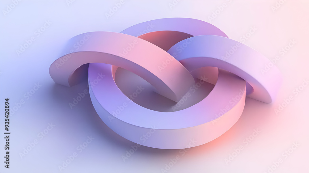 Fototapeta premium Abstract 3D shapes intertwined with soft pastel colors.