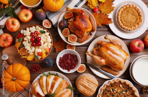 Autumn Feast With Roasted Chicken, Fresh Bread, And Seasonal Vegetables