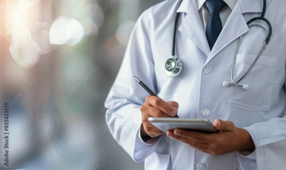 Doctor Writing Notes in a Hospital During Daytime Doctor Writing Notes in a Hospital During Daytime