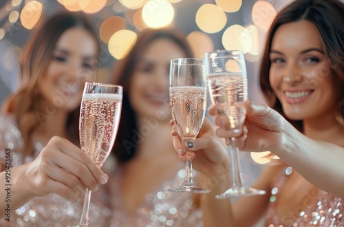 Celebratory Toast at a Bridal Shower With Friends in Elegant Attire