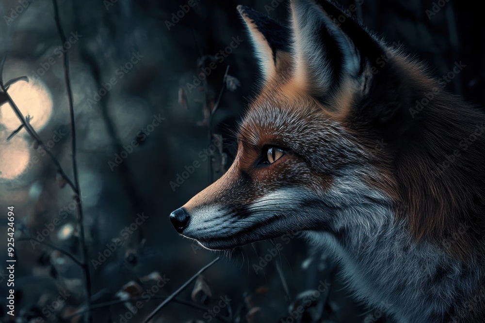 Close-Up of a Red Fox in a Forest at Dusk
Close-Up of a Red Fox in a Forest at Dusk