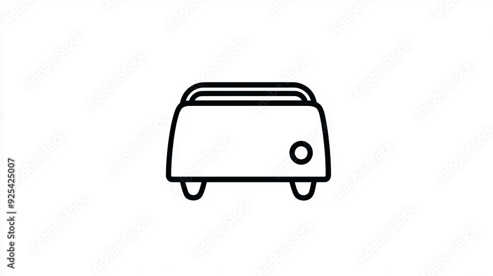 A simple, flat, black outline icon of a toaster representing kitchen utensils A simple, flat, black outline icon of a toaster representing kitchen utensils