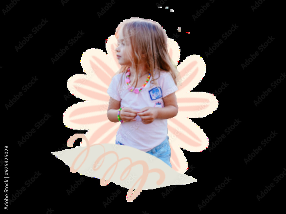 Fototapeta premium Pastel Pink Flower with Pastel Scribble