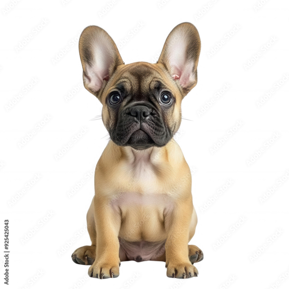 Adorable French Bulldog puppy with big ears, sitting cute and playful, transparent background Adorable French Bulldog puppy with big ears, sitting cute and playful, transparent background