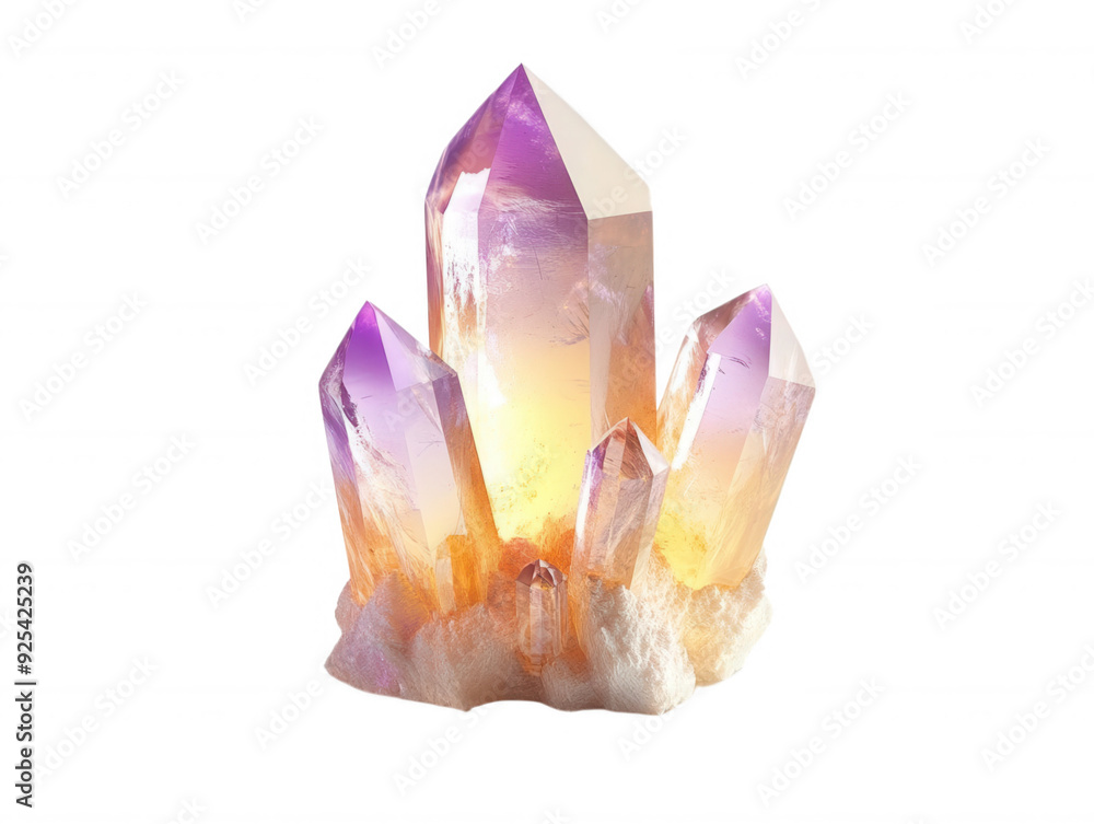 A stunning amethyst crystal cluster radiating vibrant purple hues, transparent background A stunning amethyst crystal cluster radiating vibrant purple hues, transparent background
