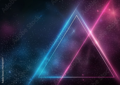 Neon Triangle Abstract Design With Starry Background