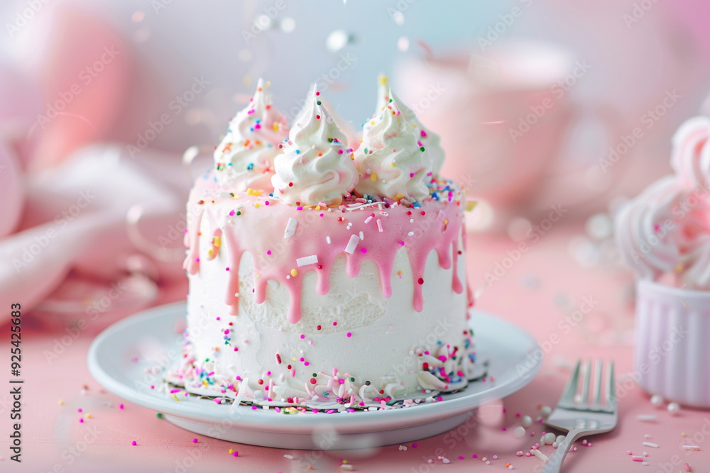 Pink Birthday Cake with Sprinkles Pink Birthday Cake with Sprinkles
