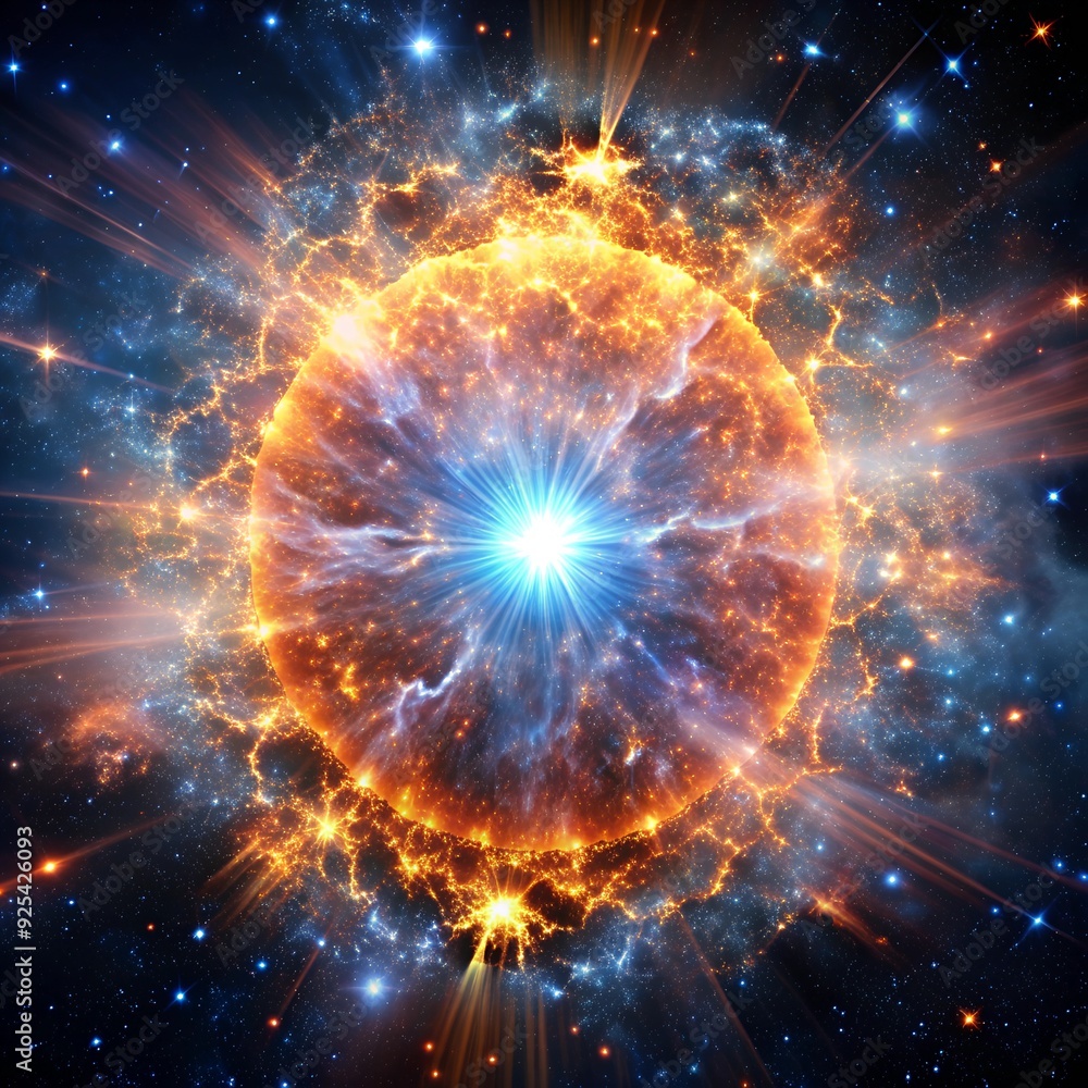 A detailed visualization of a supernova explosion in deep space A detailed visualization of a supernova explosion in deep space