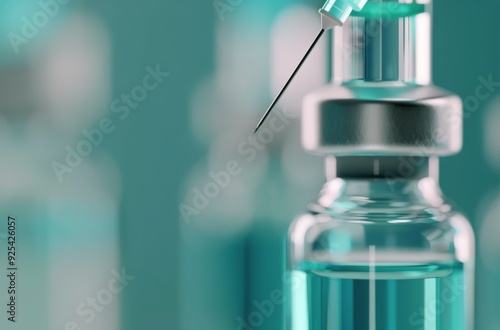 Syringe Preparing Vaccine for Injection Against Background of Blurred Lights